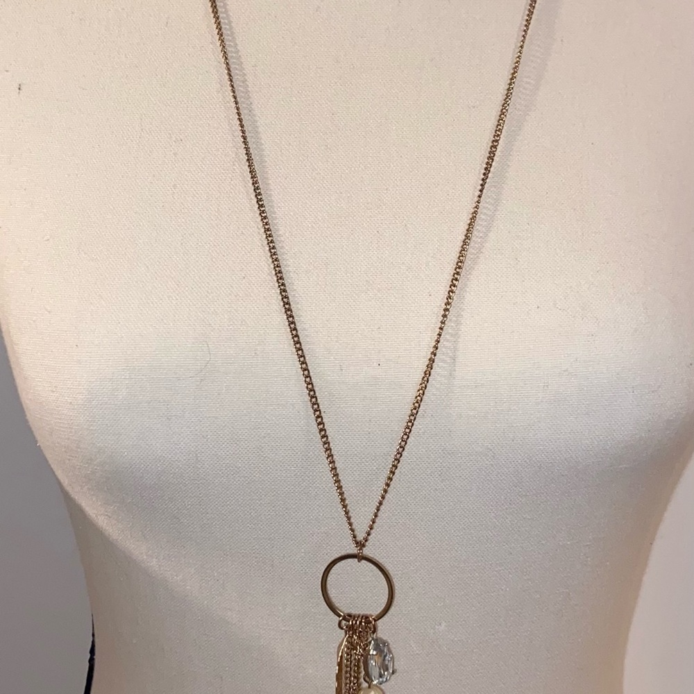 2 for 30$ Women long gold chain Vintage Necklace pendants pearls gold feather - Picture 9 of 9